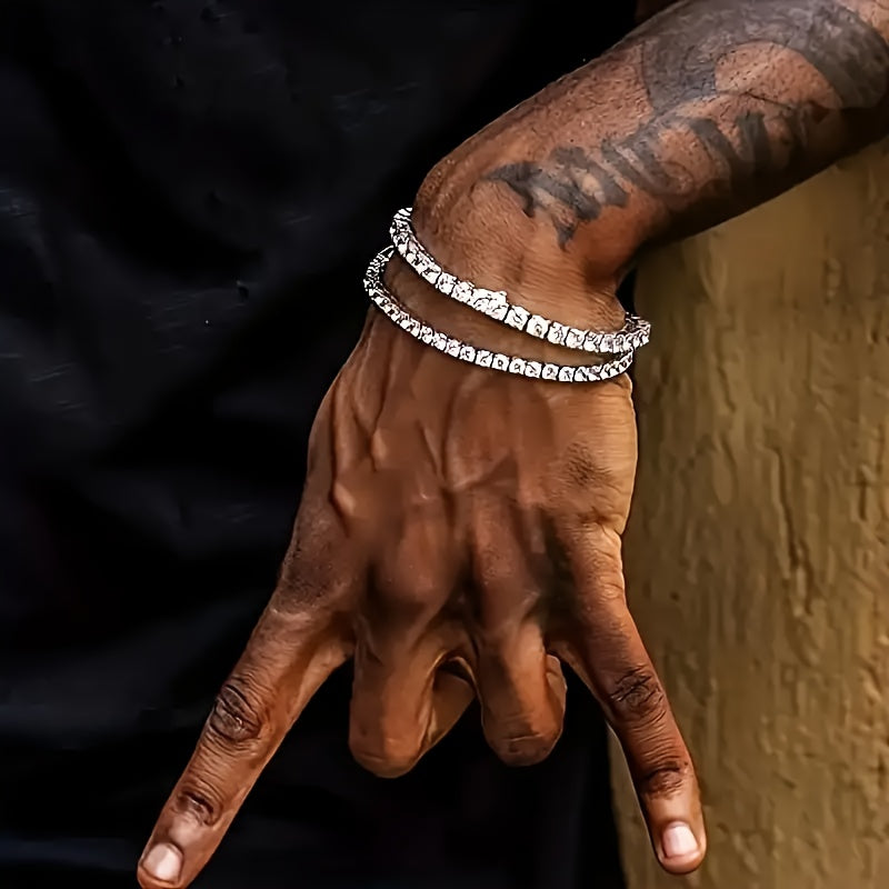 Elegant Luxury Moissanite Tennis Bracelet, 18K White Golden Plated 925 Sterling Silver, Versatile Daily & Party Accessory, All-Season Jewelry