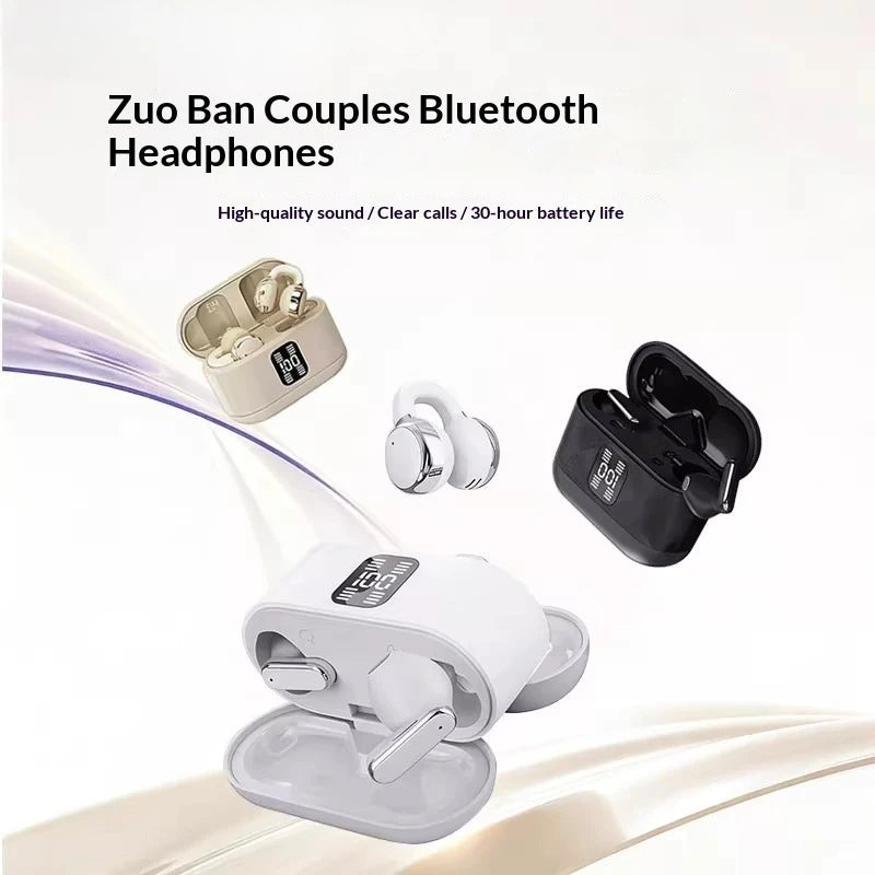 New Q16 In-Ear 2-in-1 Couple Earphones LED Power Display Noise Reduction Long Endurance Fashion Ear-Clip  Headsets For Game