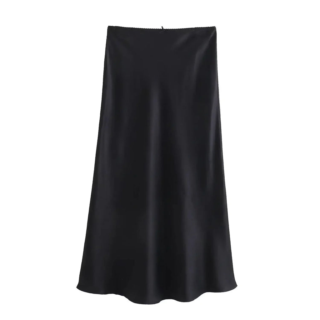 Acetic Satin Fishtail Skirt Woman Korean Fashion Elastic High Waist Skirts for Women Spring/Summer 2024 New Chic Lady Skirts