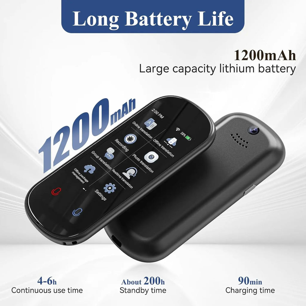 Two-Way AI Voice Translator Device for 150+ Languages, Offline & Photo Translation, Portable for Travel Business Learning