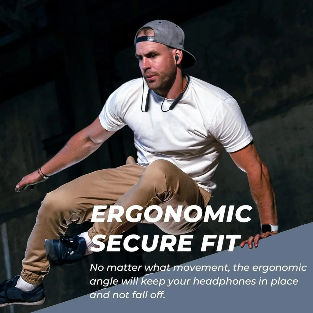 Wireless Bluetooth 5.2 Neckband Earbuds, IPX7 Waterproof, Deep Bass, 20H Playtime, Ultra-Lightweight Comfort (Black)