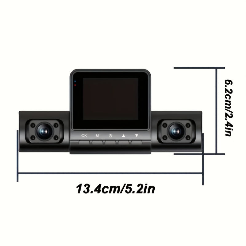 1pc BCUOZ 4-Lens HD Dash Cam, Full Car DVR Recorder with 2" LCD Display, Night Vision, Loop Recording, Motion Detection, Driver Side Auto Orientation, 5V Plug-in, Push Button Control, 1080p Video, 150mAh Rechargeable Battery,
