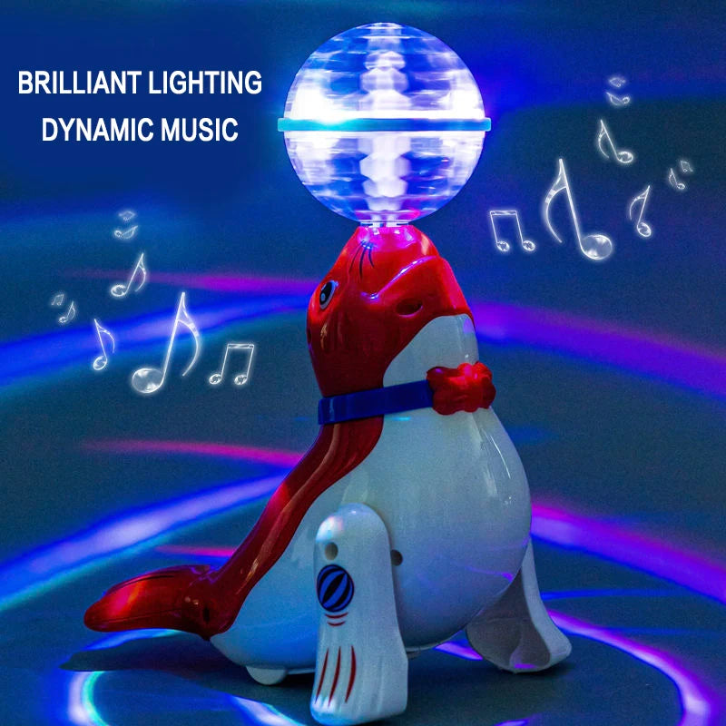 Cute Sea Lion Top Ball Children's Electric Toy with Stunt Spins Colorful Sound And Light Perfect Gift for Babies