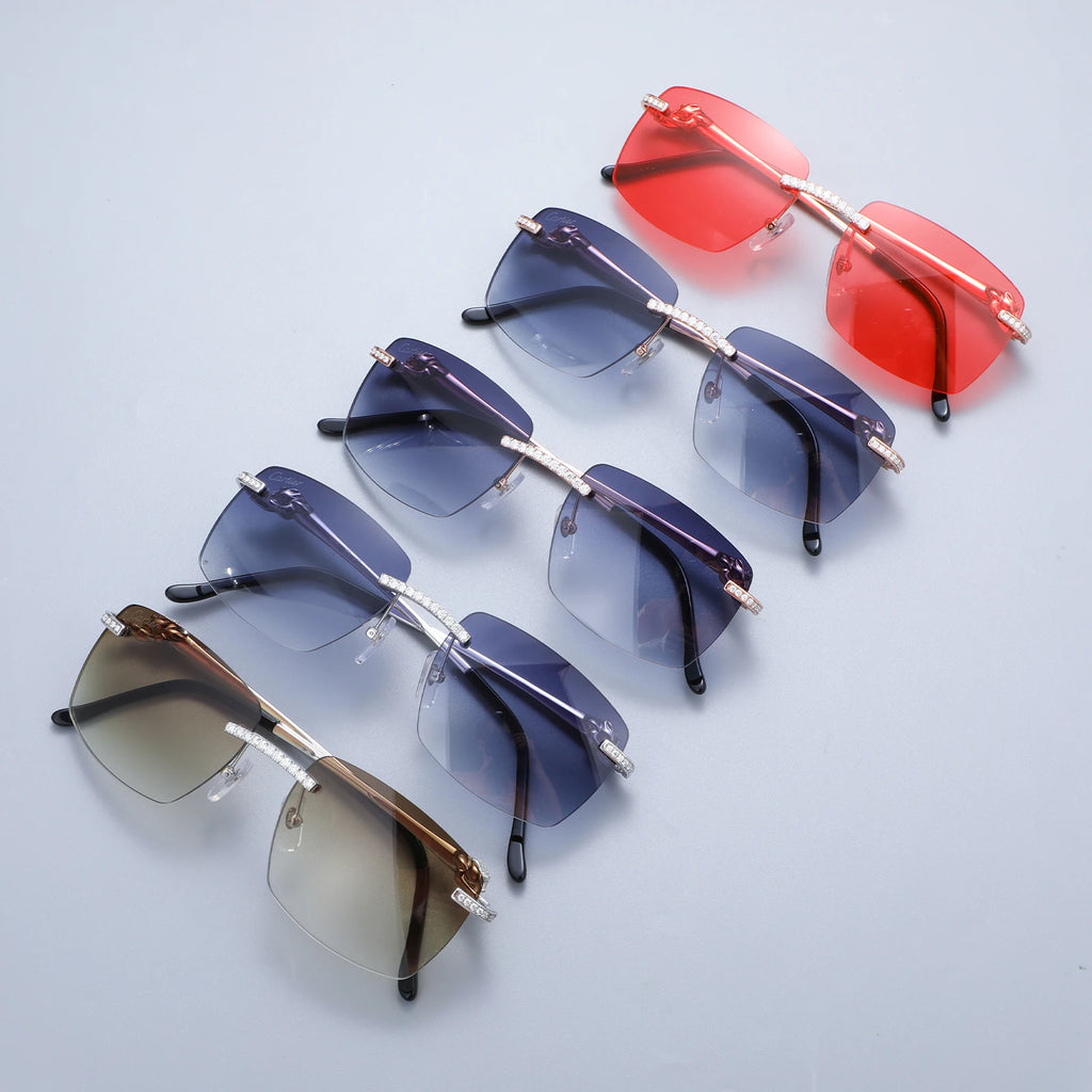 Mosangnai Personalized Iced Out Luxury Brand CTR Sunglasses Eyewear With Moissanite Diamonds For Men Women