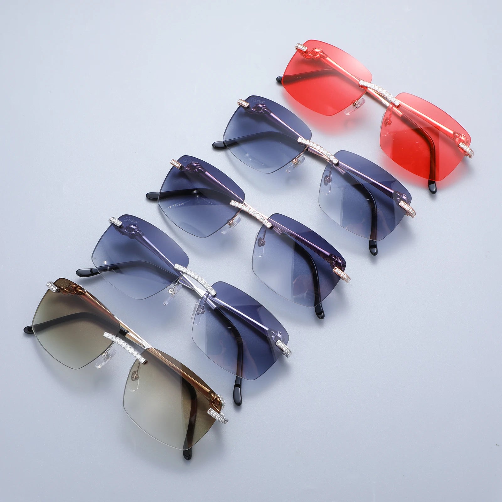 Mosangnai Personalized Iced Out Luxury Brand CTR Sunglasses Eyewear With Moissanite Diamonds For Men Women