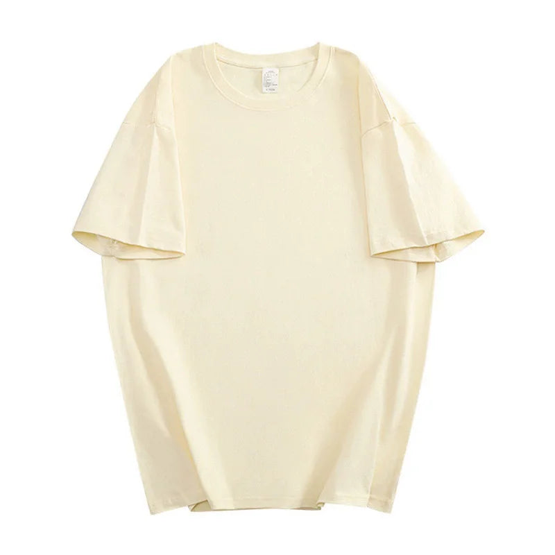 WAVLATII Oversized Summer T Shirts for Women Men Brown Casual Female Korean Streetwear Tees Unisex Basic Solid Young Cool Tops