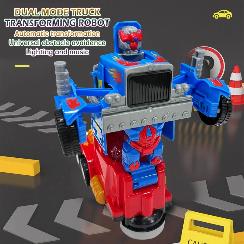Children's universal walking toy tractor deformation robot, sound and light, automatic deformation, perfect gift for babies