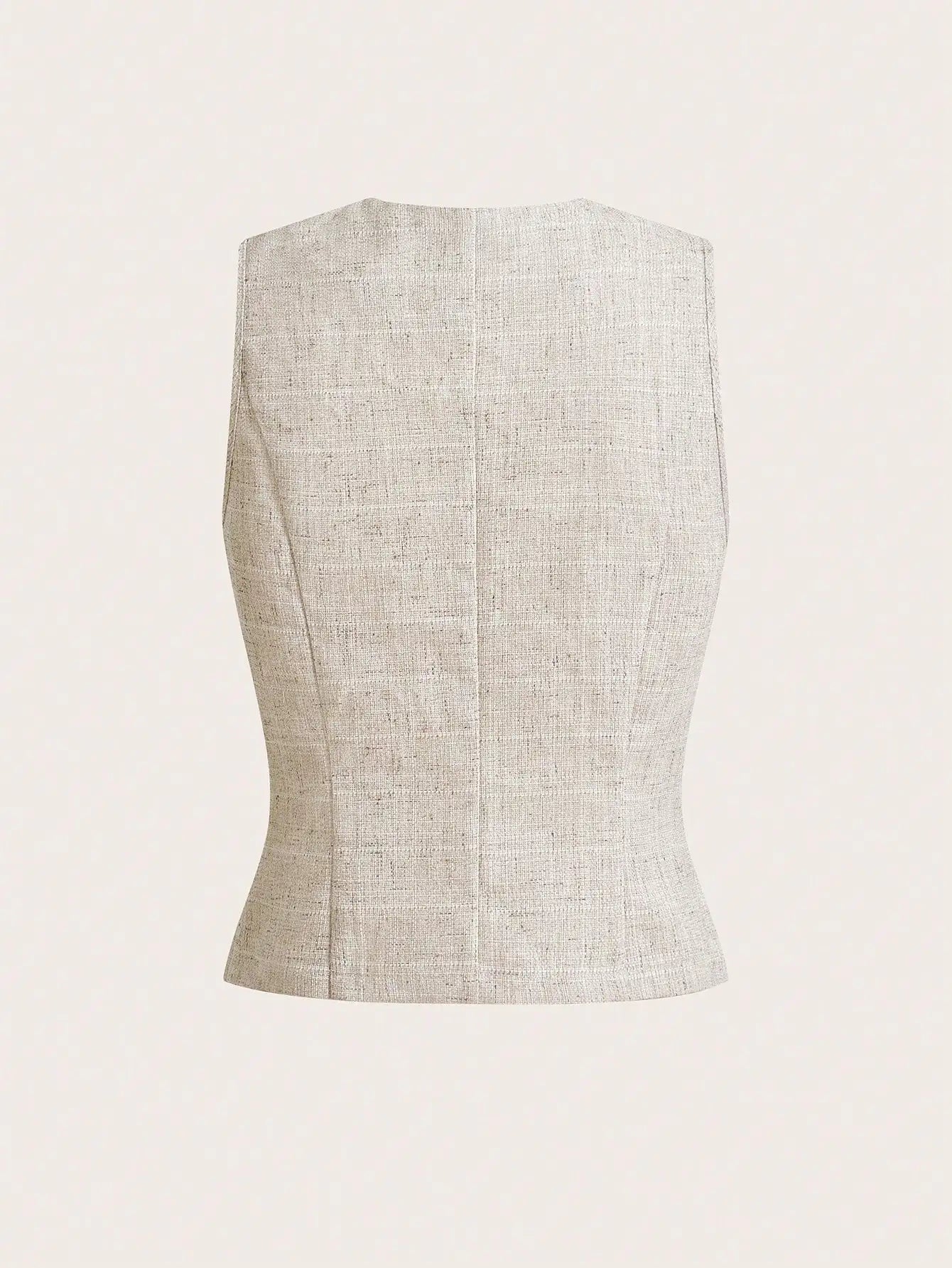 Women's Sleeveless Button-Up Vest & Shorts Set, Business Casual Outfit for Work or Daily Wear