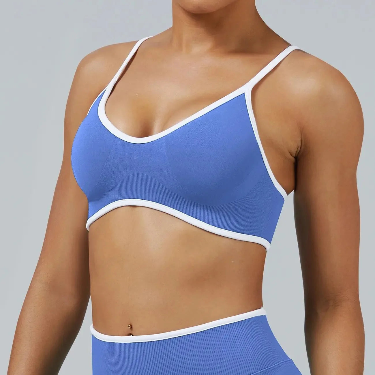 TEVEO Women's Color Block Yoga Bra with Built-in Nipple Pads and Camisole Design, Suitable for Gym Workouts and Sports Tank Tops