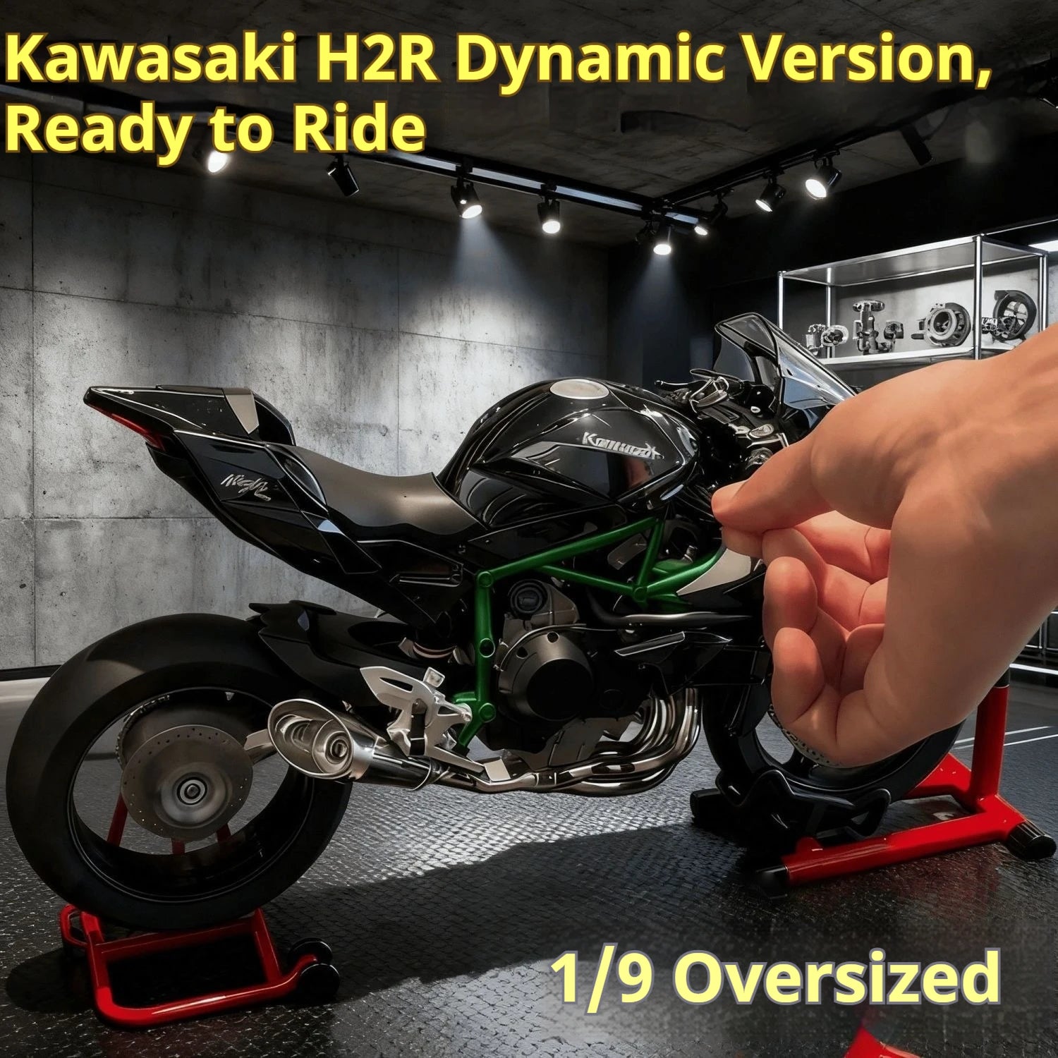 Kawasaki Ninja H2R 1:9 Scale Dynamic Model - Smoke Effect Alloy Motorcycle in Gift Box, Collector‘s Edition Cars