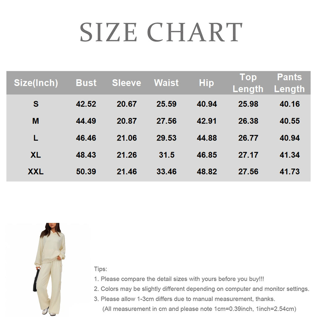 Relaxed Stylish Women Two Piece Set Hoodie Popular Cargo Pocket Wide Leg Pants Trendy Loose Fit Comfy Casual Lounge Outfit