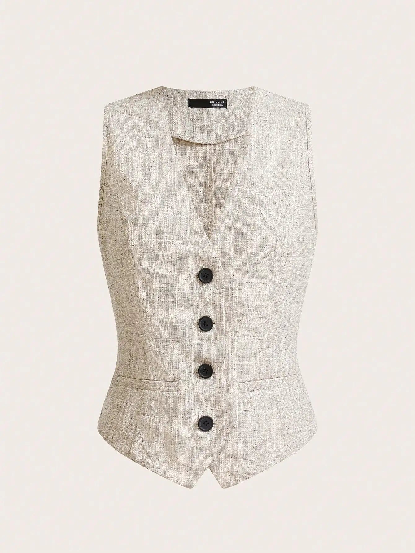 Women's Sleeveless Button-Up Vest & Shorts Set, Business Casual Outfit for Work or Daily Wear