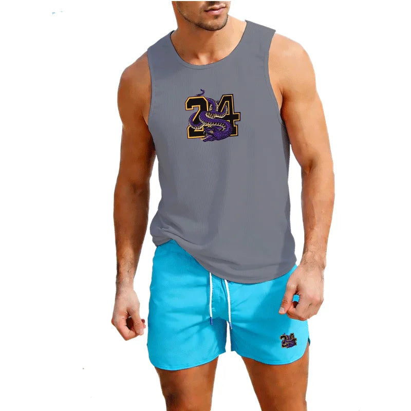 This men’s short-sleeve suit set blends casual comfort with modern style.  fabric a sharp, neat look.