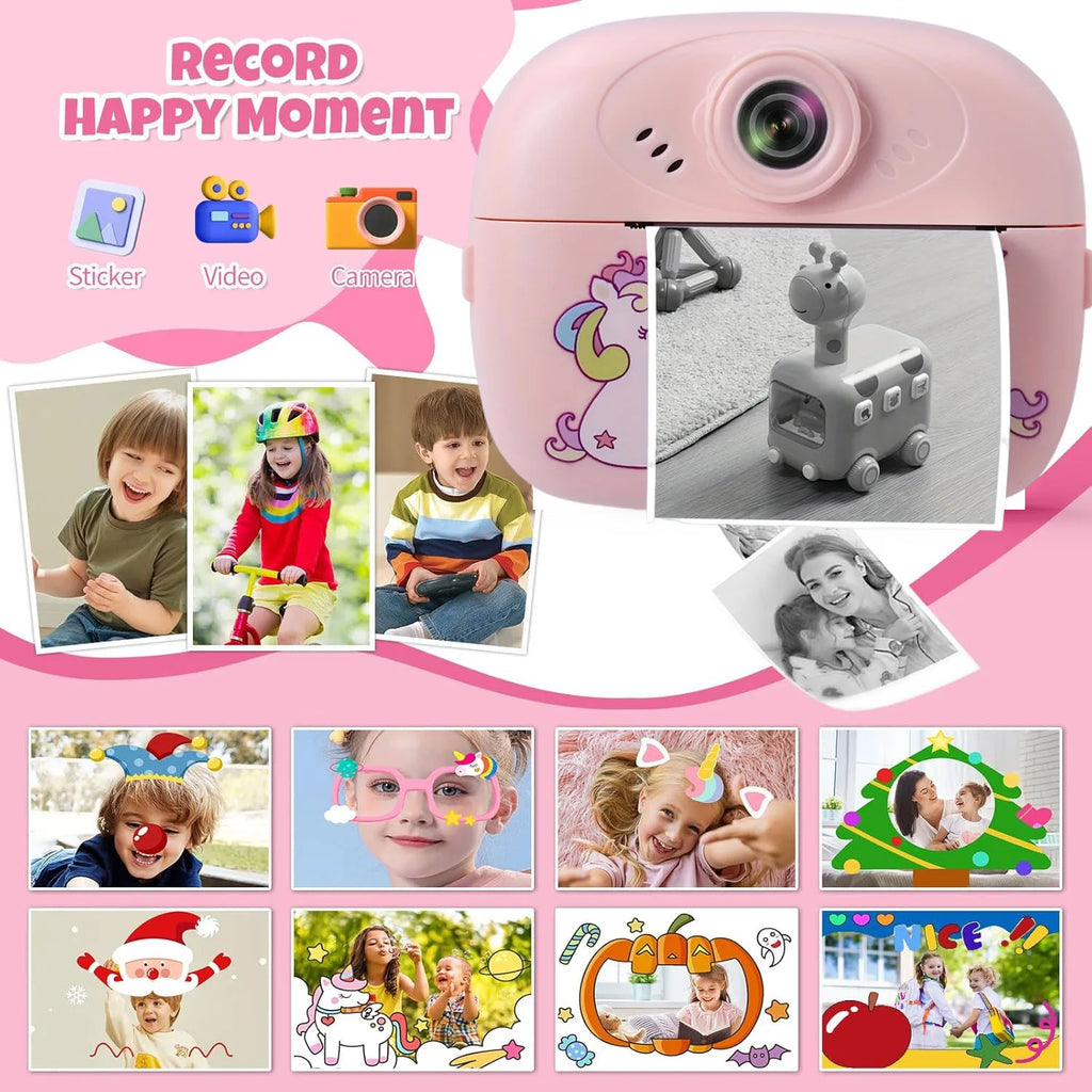 Children's mini thermal print camera instant print photo support recording video suitable for children's Halloween gifts