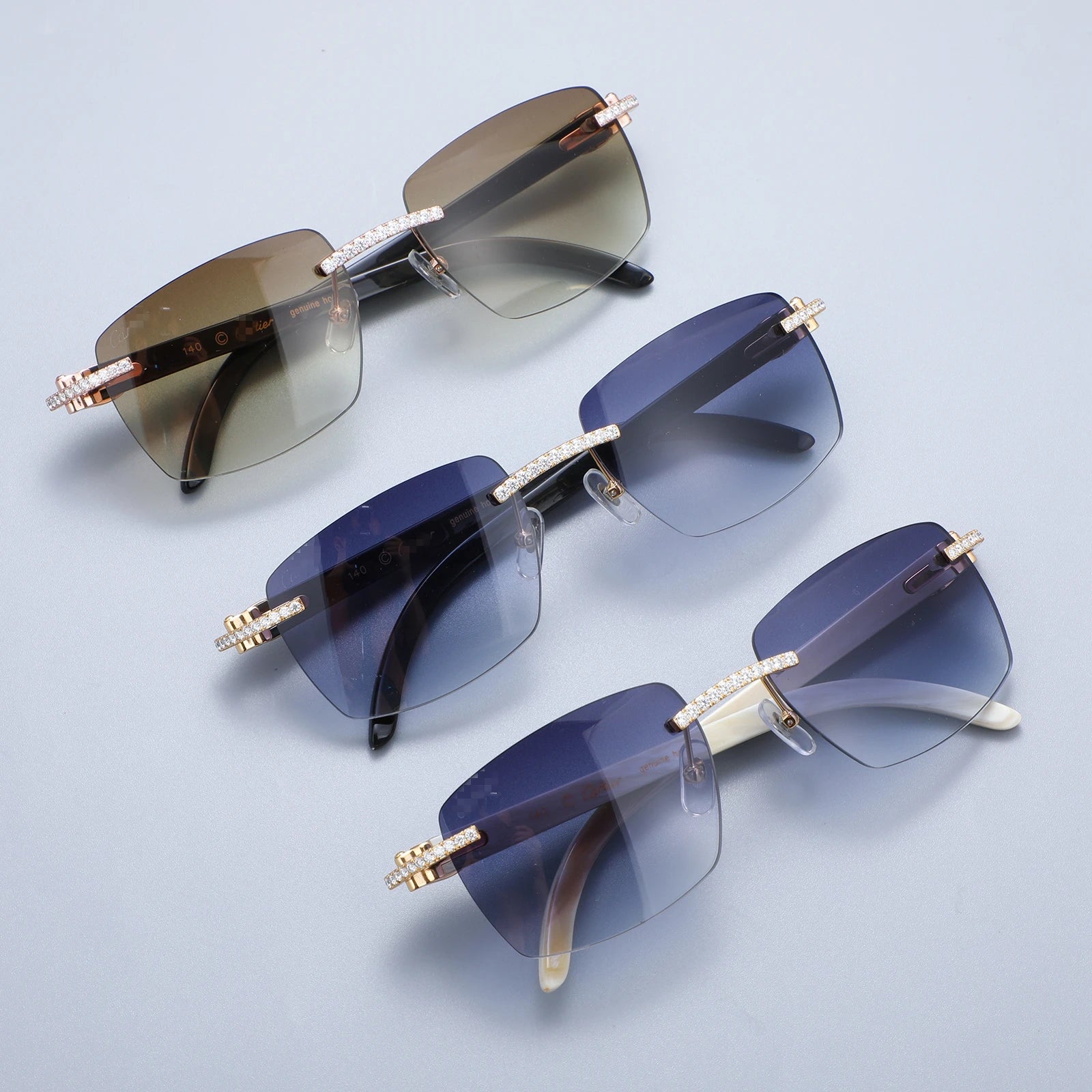 Mosangnai Personalized Iced Out Luxury Brand CTR Sunglasses Eyewear With Moissanite Diamonds For Men Women