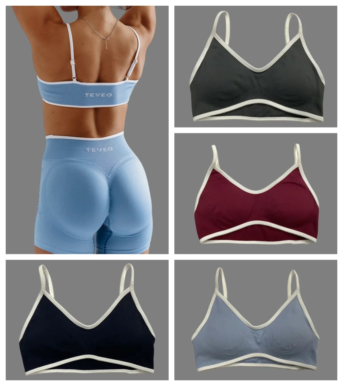 TEVEO Women's Color Block Yoga Bra with Built-in Nipple Pads and Camisole Design, Suitable for Gym Workouts and Sports Tank Tops