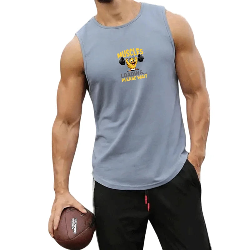 Men's European Size 2 Piece Beach Vest and Shorts Set Summer Casual Trendy Sportswear for Outdoor Jogging Basketball Training