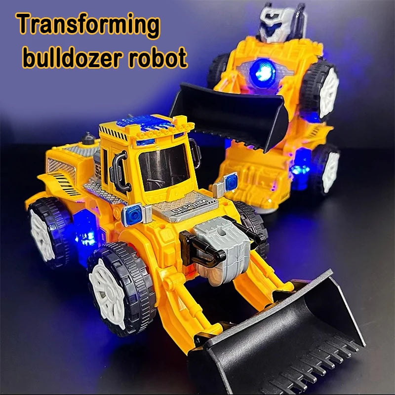 Electric Double Variable Bulldozer Toy Car - Transformation Robot Feature Automatic Change Baby Holiday Gift