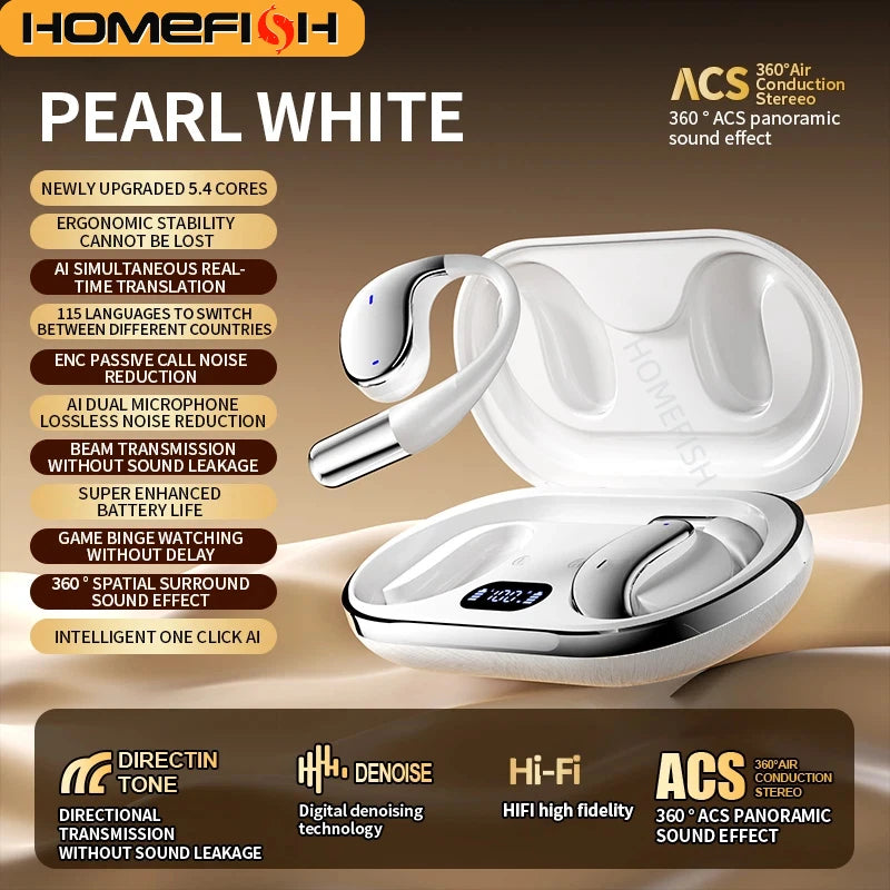AI Translation Earbuds Bluetooth 5.4 Noise Cancelling 144 Languages Real Time Instant Translator 3-in-1 Smart Headset
