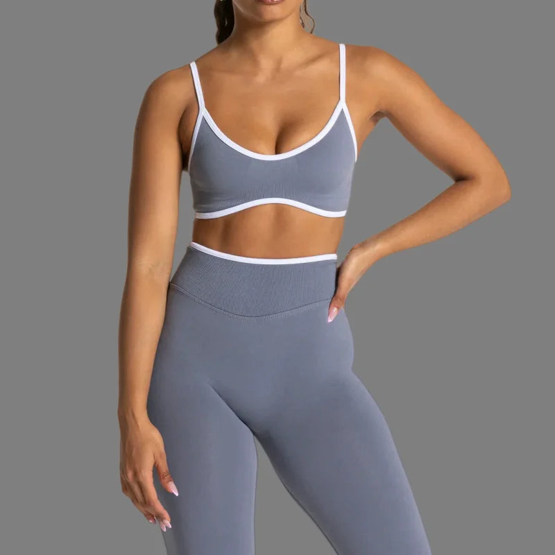TEVEO Women's Color Block Yoga Bra with Built-in Nipple Pads and Camisole Design, Suitable for Gym Workouts and Sports Tank Tops