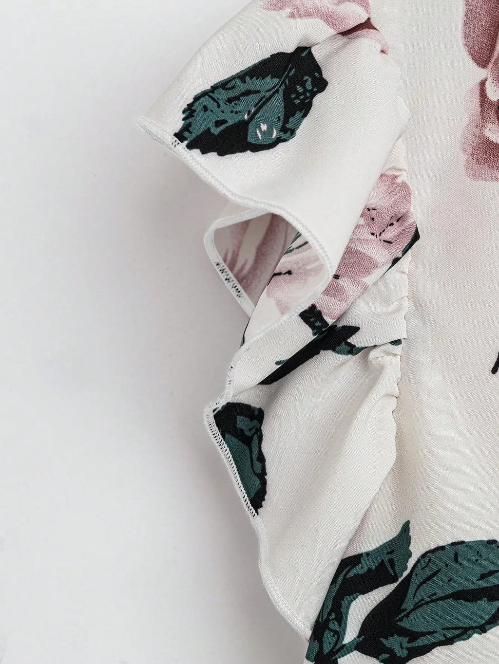 Women's Floral V-Neck Top & Solid Wide-Leg Pants Set with Tie Waist