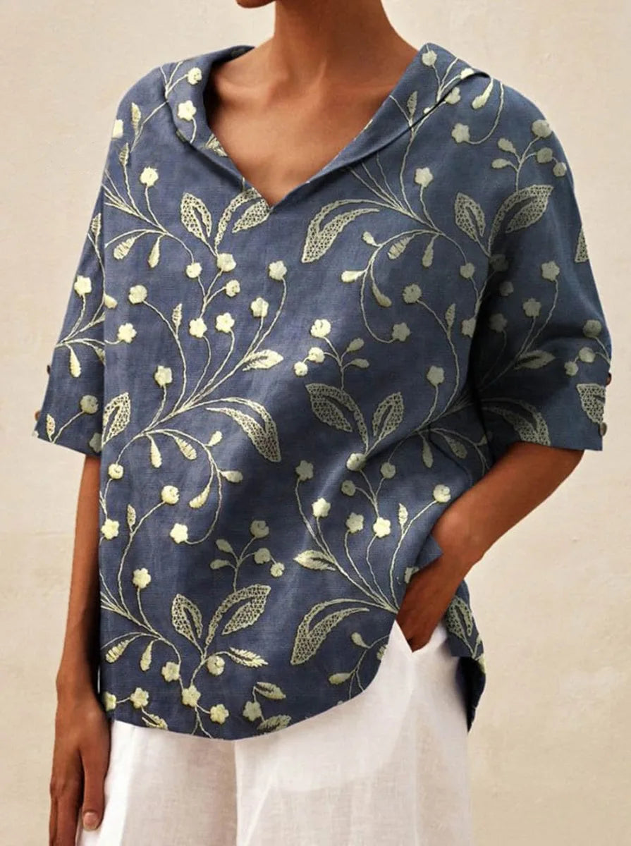 Women's Loose V-Neck Cotton Linen Shirt 2026, Casual Elegant Summer Blouse Office Wear (Characters: 68)