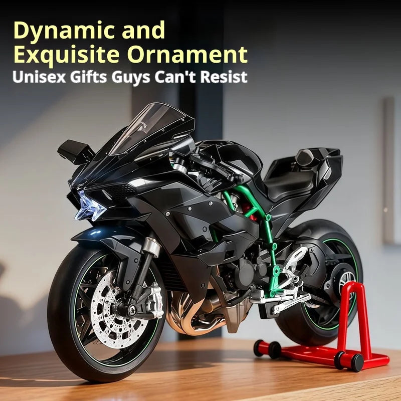 New 1:9 Scale Kawasaki Ninja H2R Diecast Alloy Motorcycle Model Smoke Spray Effect Collector Edition Gift For Motorcycle Lovers