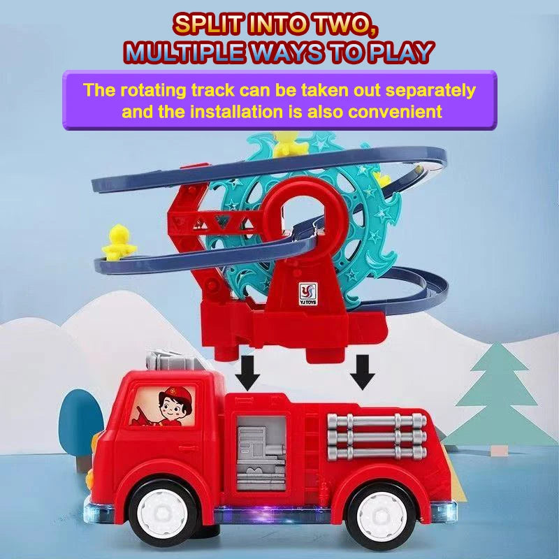 Children's Electric Fire Truck Toys, Spinning Ferris Wheel, Track Cars, Colorful Sound and Light, Perfect Gifts for Babies