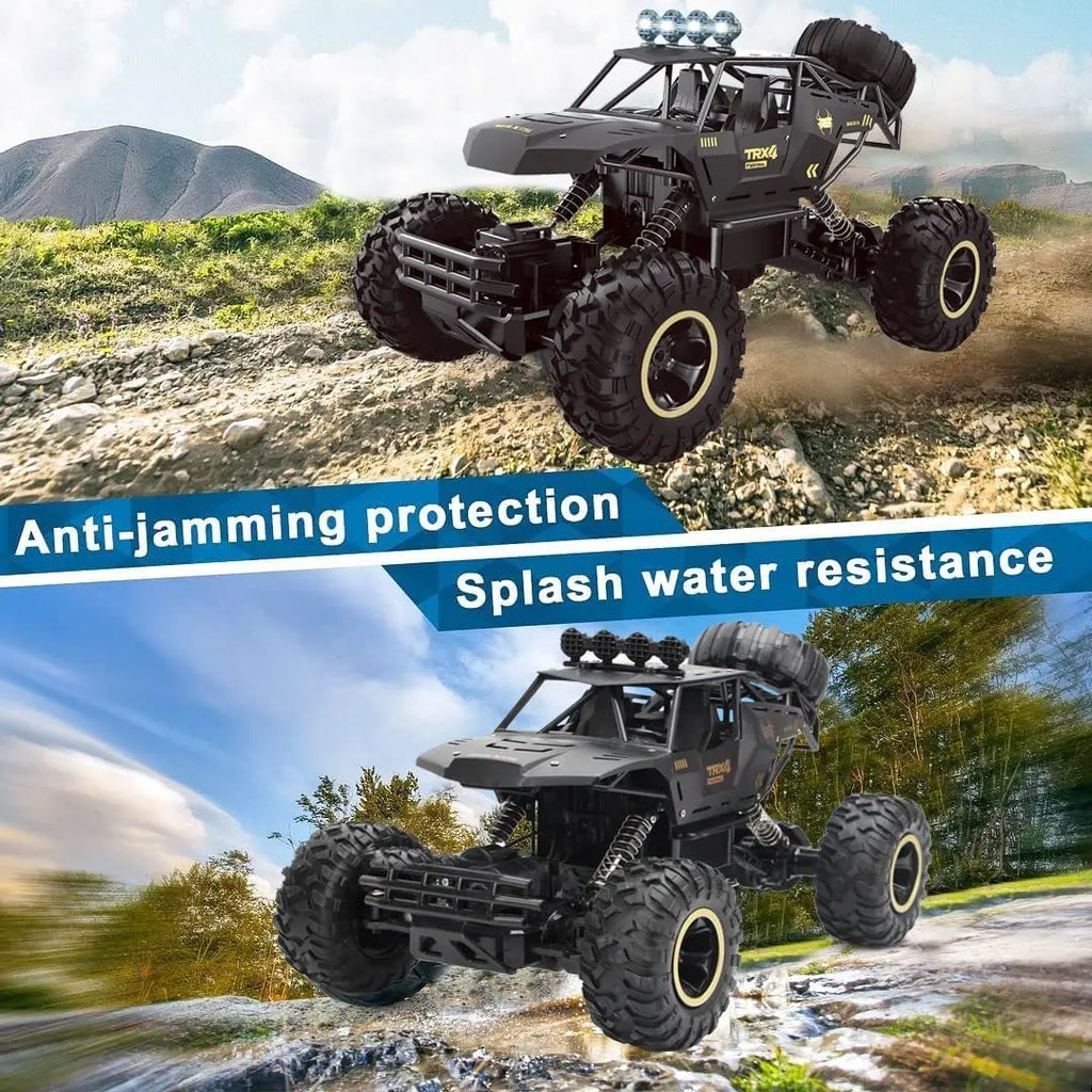 2 Batteries 1:12 Rock Crawler Rechargeable Off Road Truck 4WD  Metal Shell LED Headlights RC Remote Control Off Road Car Truck
