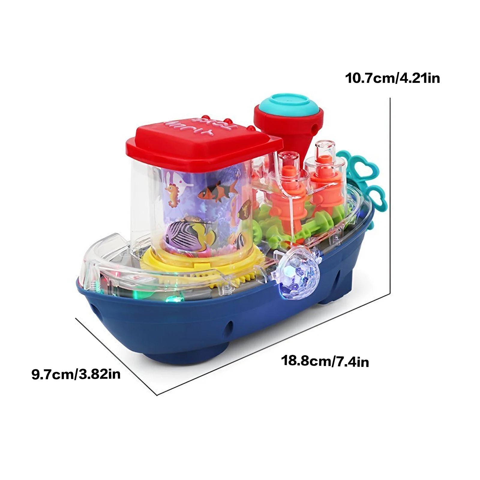 Electric Simulation Transparent Gear Rotating Cruise Ship Toy with Colorful Sound And Light Perfect Gift for Babies
