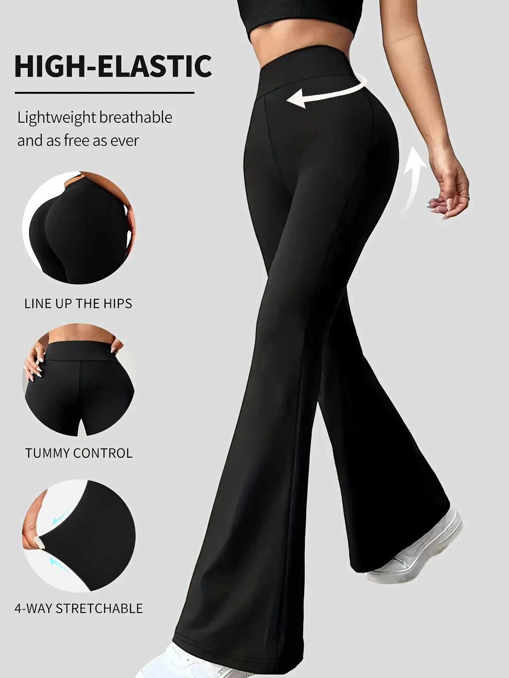 Versatile Commute Casual Stretchy Flare Pants, High-Waisted Tummy Control Butt Lifting Leggings