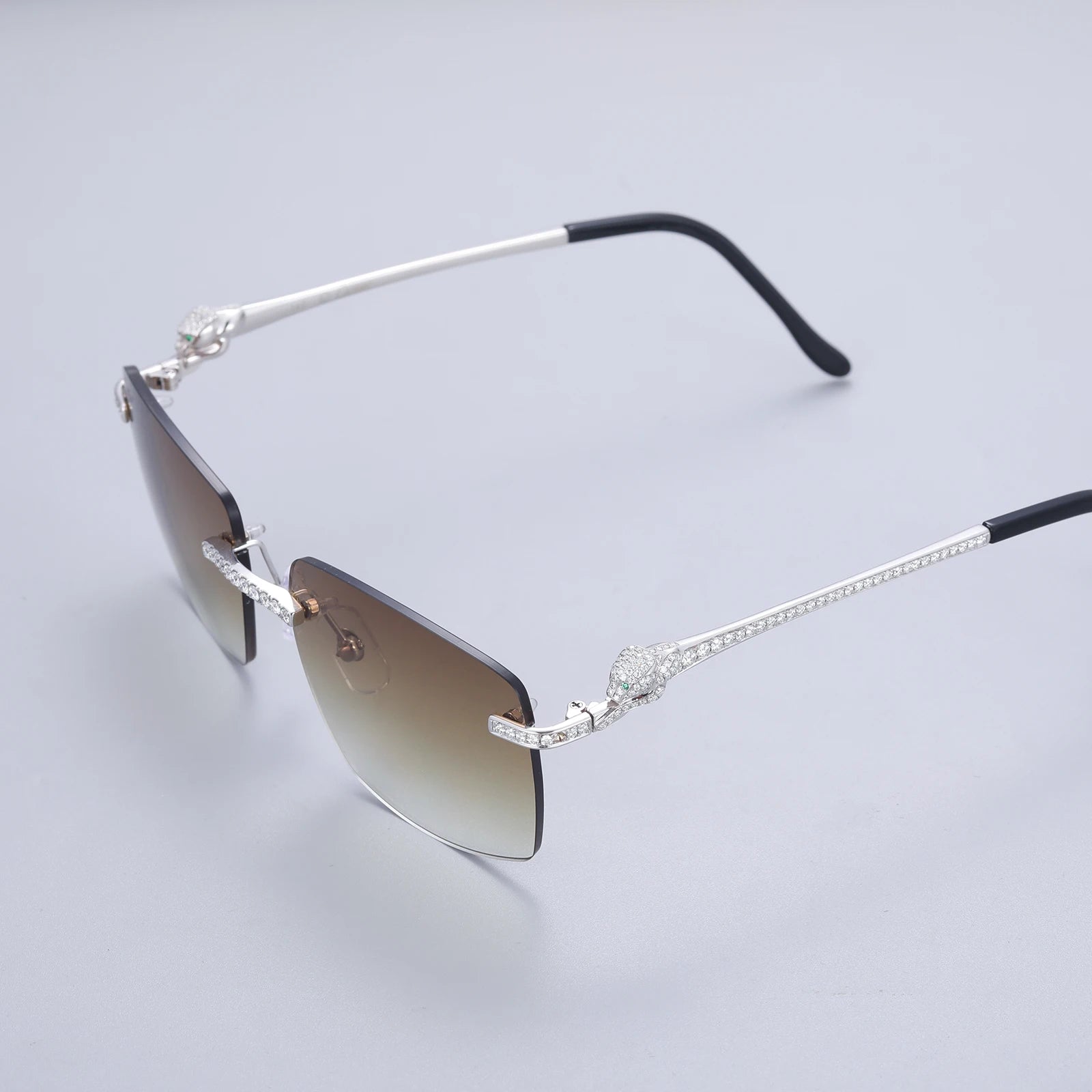 Mosangnai Personalized Iced Out Luxury Brand CTR Sunglasses Eyewear With Moissanite Diamonds For Men Women