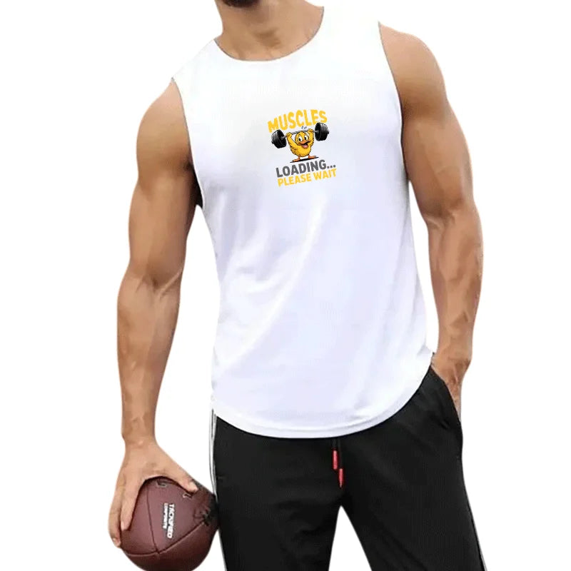 Men's European Size 2 Piece Beach Vest and Shorts Set Summer Casual Trendy Sportswear for Outdoor Jogging Basketball Training