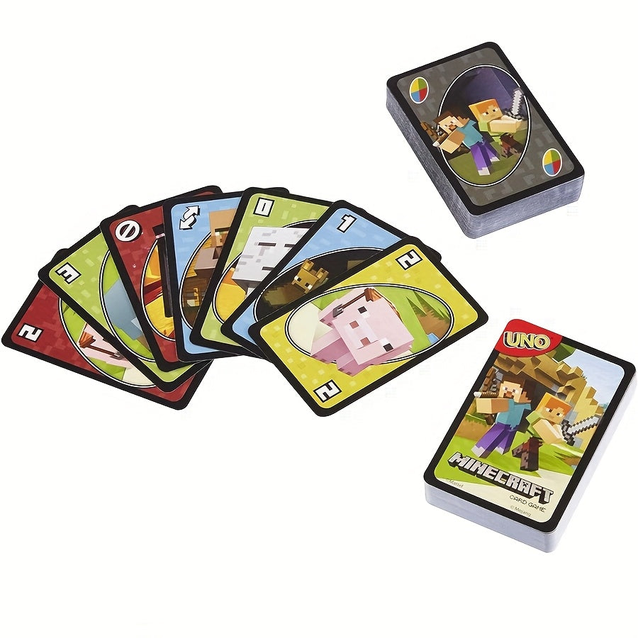 112pcs UNO Minecraft Edition Cards - Fun Multiplayer Card Game with Exclusive Minecraft Artwork, Creeper & Zombie Designs, Perfect for Social Gatherings, Parties & Events, Card Game Accessories, Party Game Cards, Vibrant Card