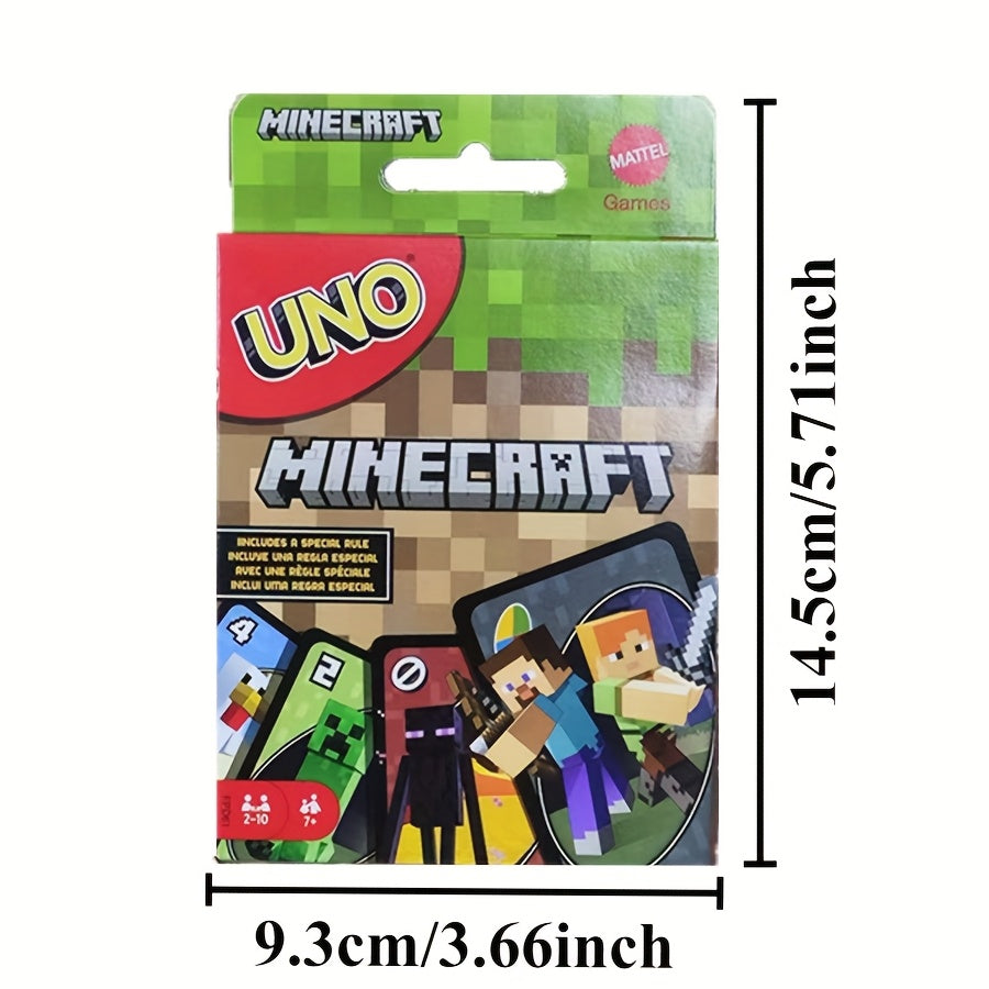 112pcs UNO Minecraft Edition Cards - Fun Multiplayer Card Game with Exclusive Minecraft Artwork, Creeper & Zombie Designs, Perfect for Social Gatherings, Parties & Events, Card Game Accessories, Party Game Cards, Vibrant Card