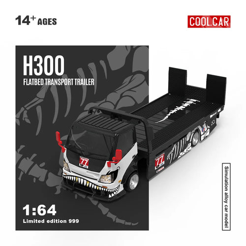*In stock*Cool Car 1:64 H300 Flatbed Transport Trailer Black Dragon 77 Simulation Alloy Car Model for Collection&Display&Gift
