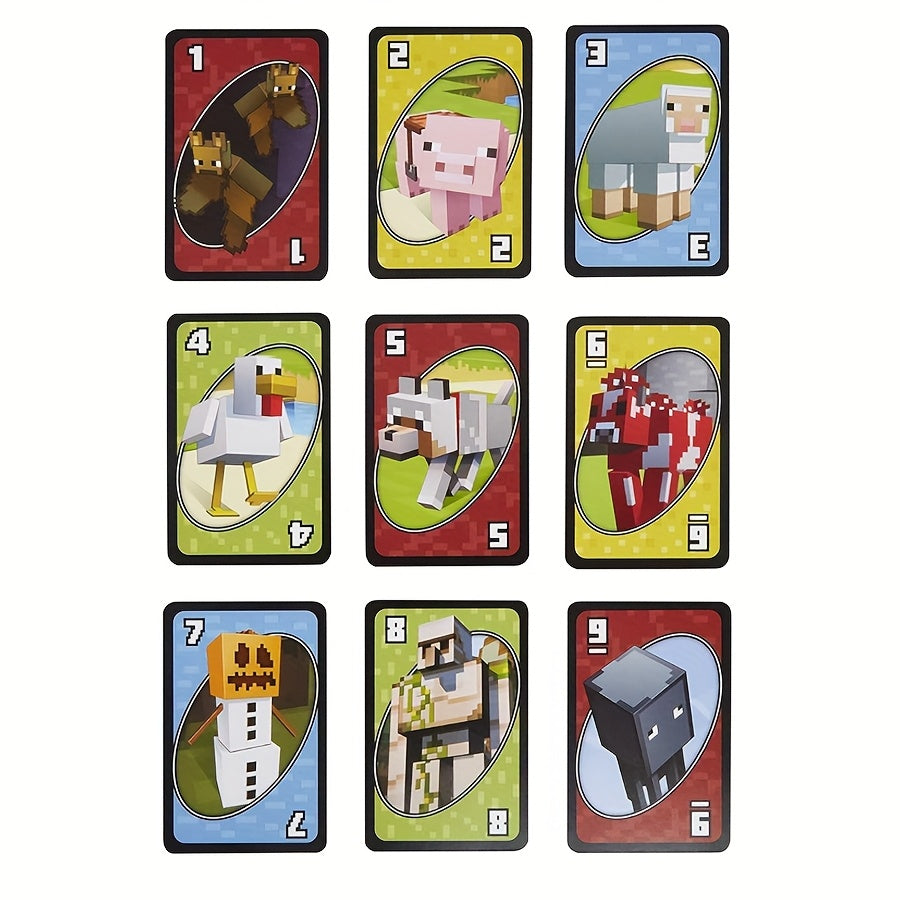 112pcs UNO Minecraft Edition Cards - Fun Multiplayer Card Game with Exclusive Minecraft Artwork, Creeper & Zombie Designs, Perfect for Social Gatherings, Parties & Events, Card Game Accessories, Party Game Cards, Vibrant Card