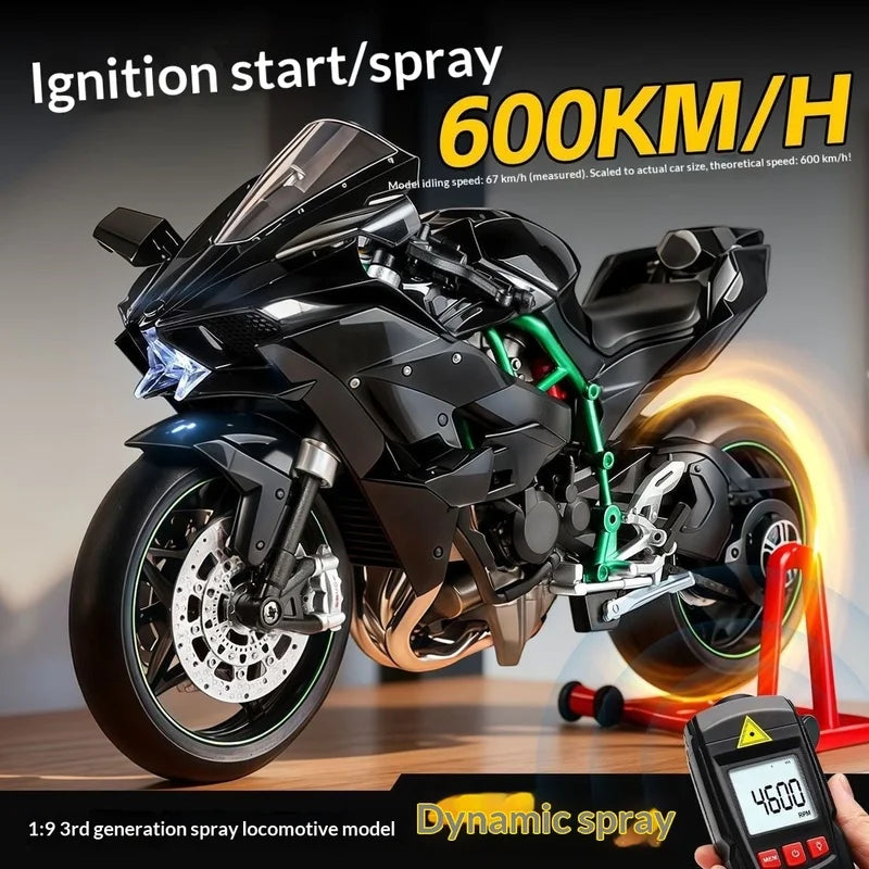 Kawasaki Ninja H2R 1:9 Scale Dynamic Model - Smoke Effect Alloy Motorcycle in Gift Box, Collector‘s Edition Cars
