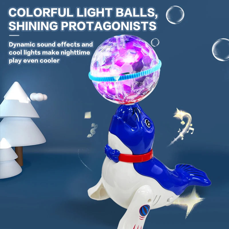 Cute Sea Lion Top Ball Children's Electric Toy with Stunt Spins Colorful Sound And Light Perfect Gift for Babies