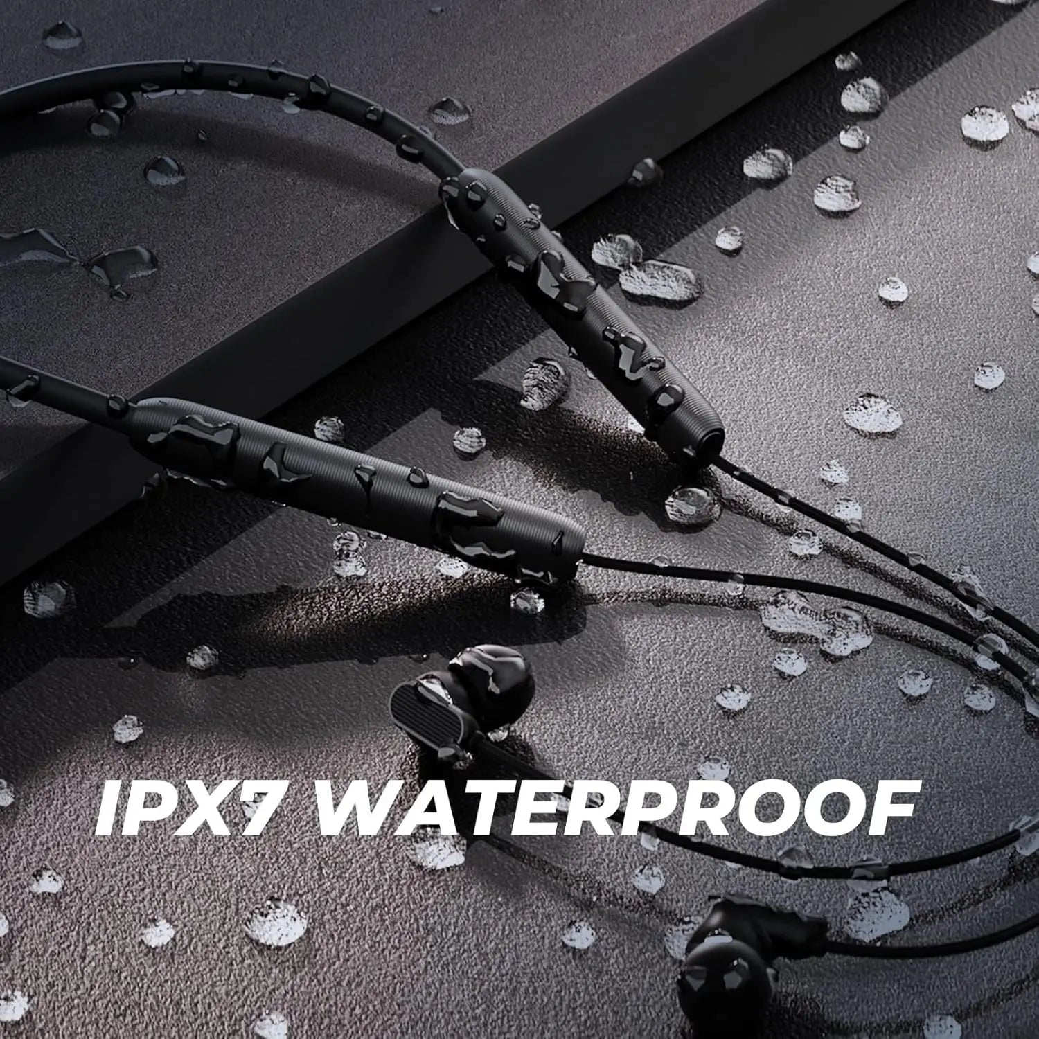 Wireless Bluetooth 5.2 Neckband Earbuds, IPX7 Waterproof, Deep Bass, 20H Playtime, Ultra-Lightweight Comfort (Black)