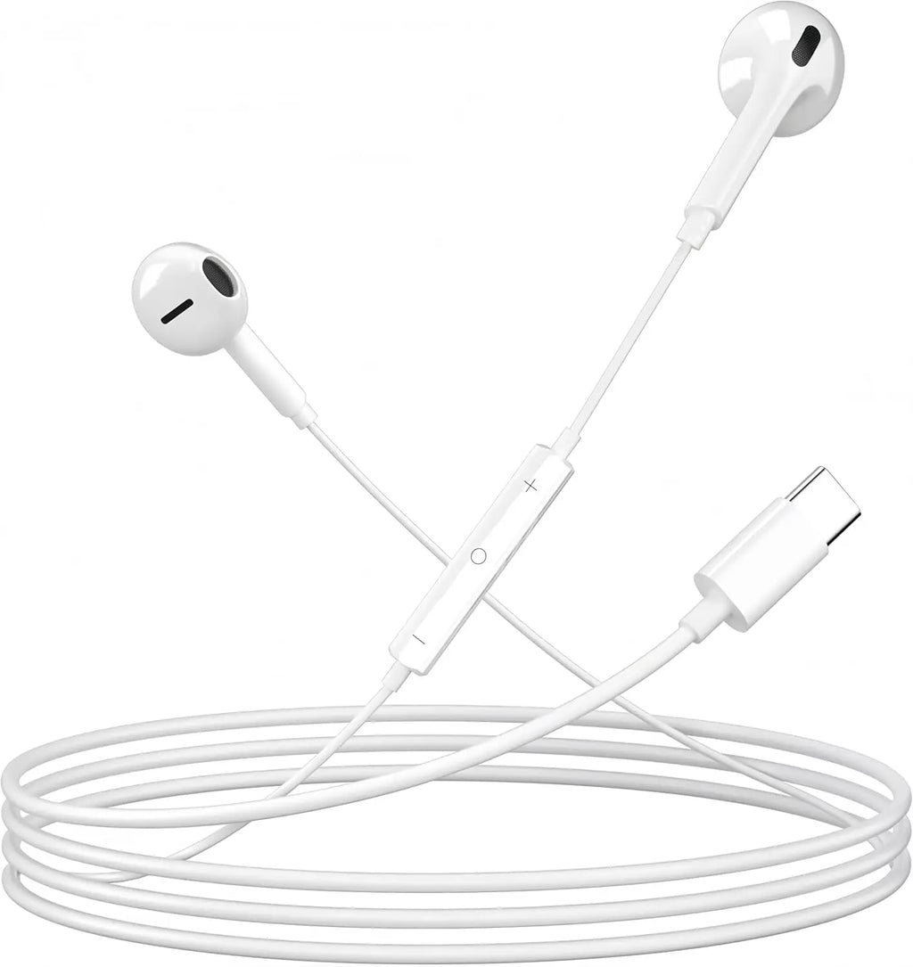 5-Pack USB-C Wired Earphones with Microphone & Volume Control, Compatible with Multiple Devices (1.2M/4Ft)