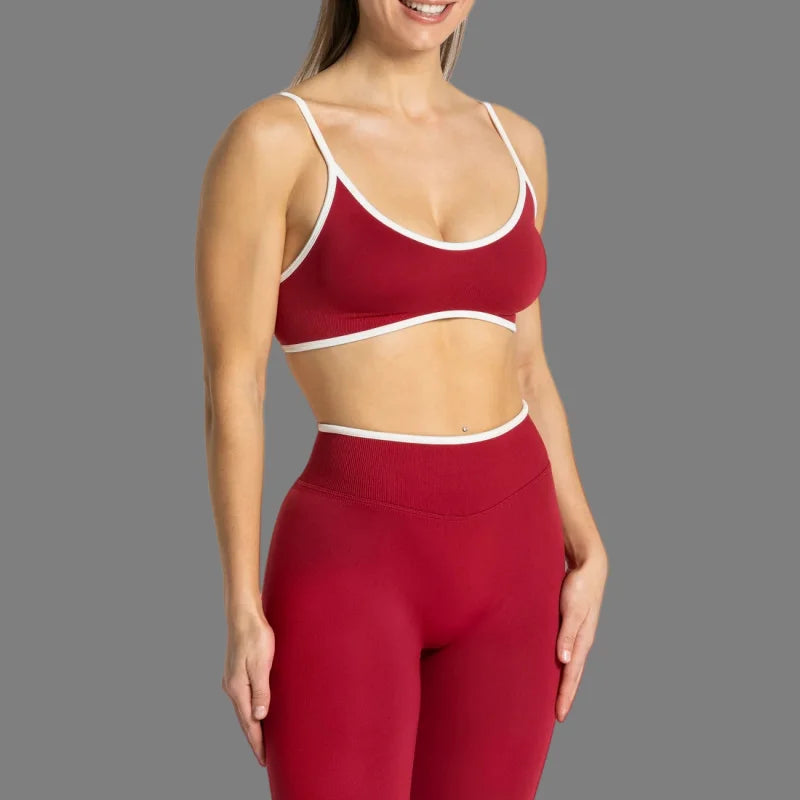 TEVEO Women's Color Block Yoga Bra with Built-in Nipple Pads and Camisole Design, Suitable for Gym Workouts and Sports Tank Tops