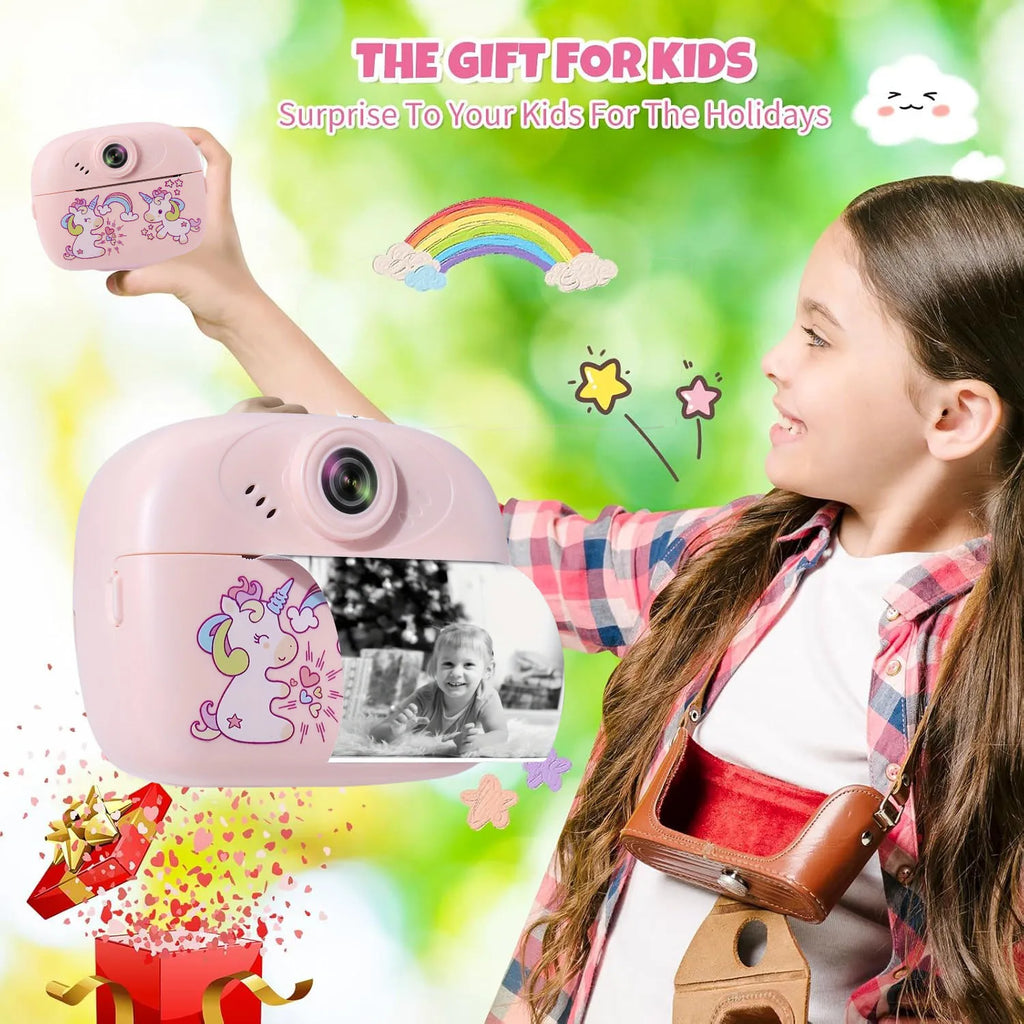 Kids Instant Print Digital CameraLarge Screen Children's Gift Camera,  for One Click Printing of Photos and Children's Toys