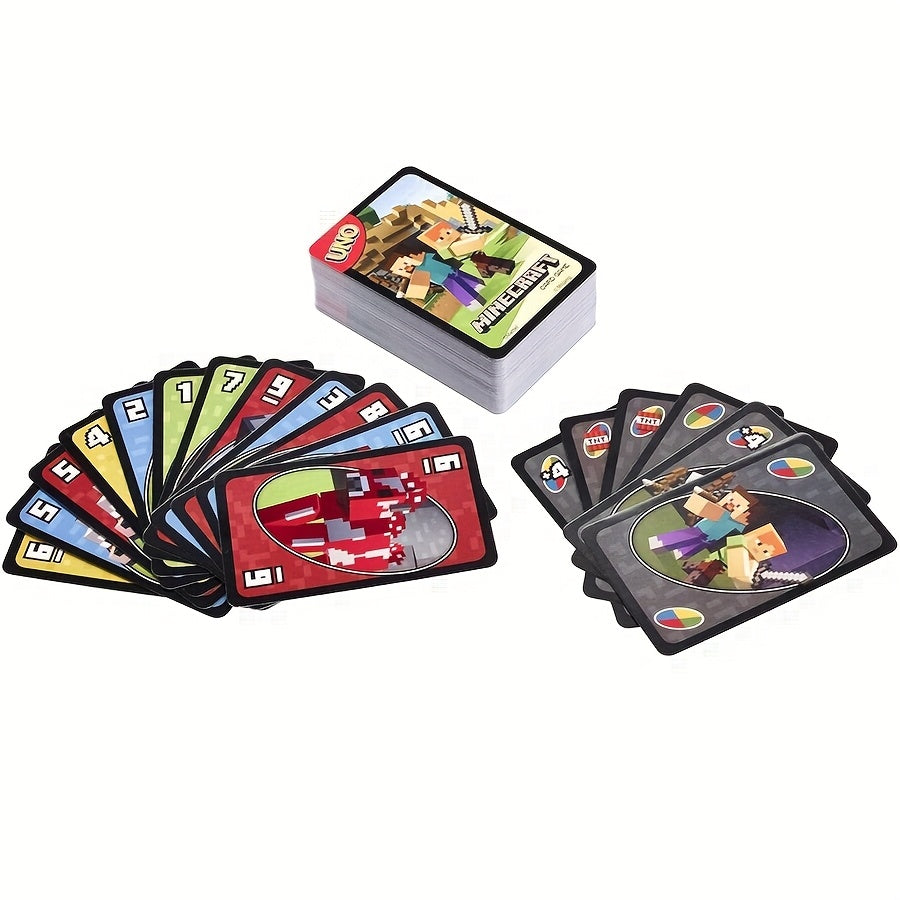 112pcs UNO Minecraft Edition Cards - Fun Multiplayer Card Game with Exclusive Minecraft Artwork, Creeper & Zombie Designs, Perfect for Social Gatherings, Parties & Events, Card Game Accessories, Party Game Cards, Vibrant Card
