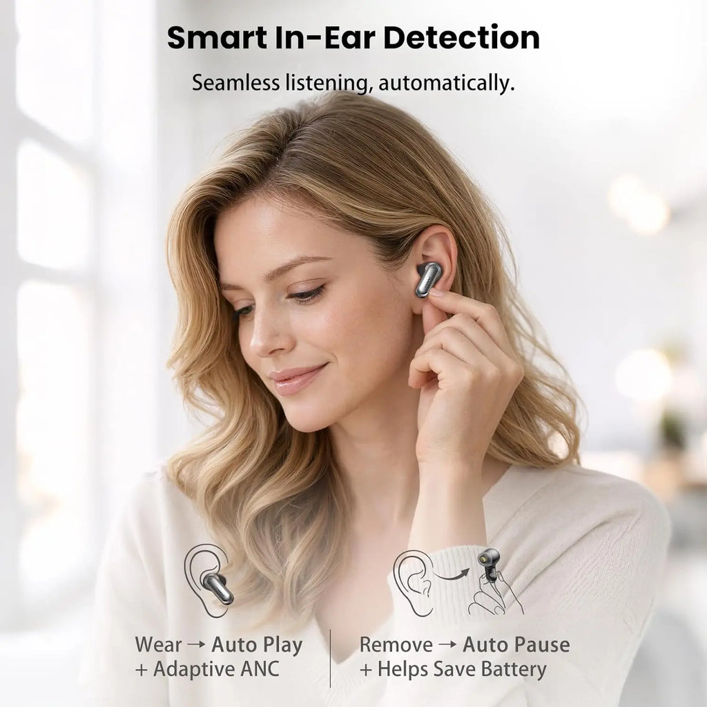 Active Noise Cancelling Wireless Earbuds, LDAC Hi-Res Sound, 80H Playtime, Dual Pairing, IPX8 Waterproof with Charging Case