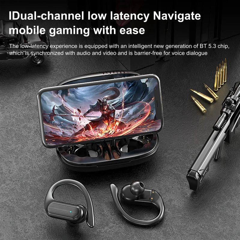 BOSECXT A520 Wireless Business Headphone Ear-Hook HIFI Bass Noise Cancelling Earphone With Mic Earbuds Sport Game Headset New