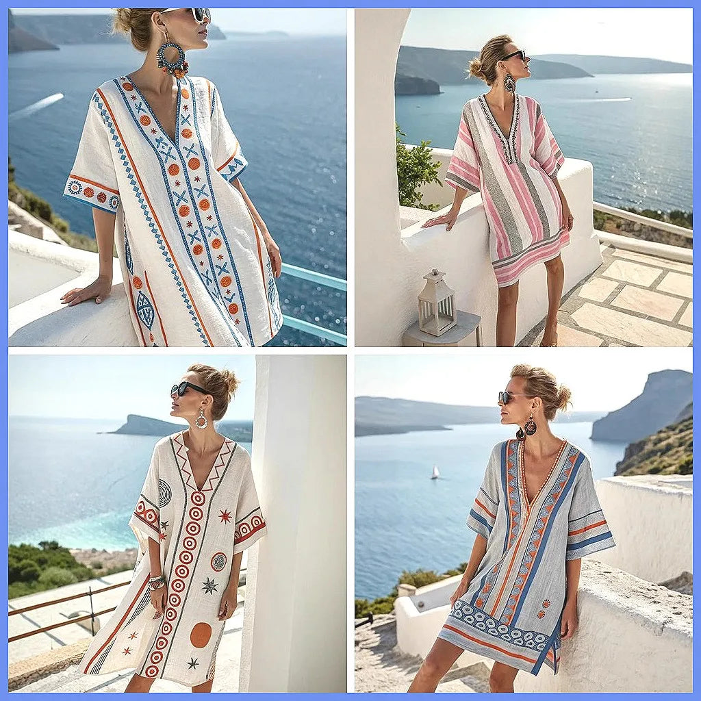 Women's 2025 Summer V-Neck Floral Print Loose Beach Dress, Casual Holiday Maxi Vestidos De Verano(72 characters)