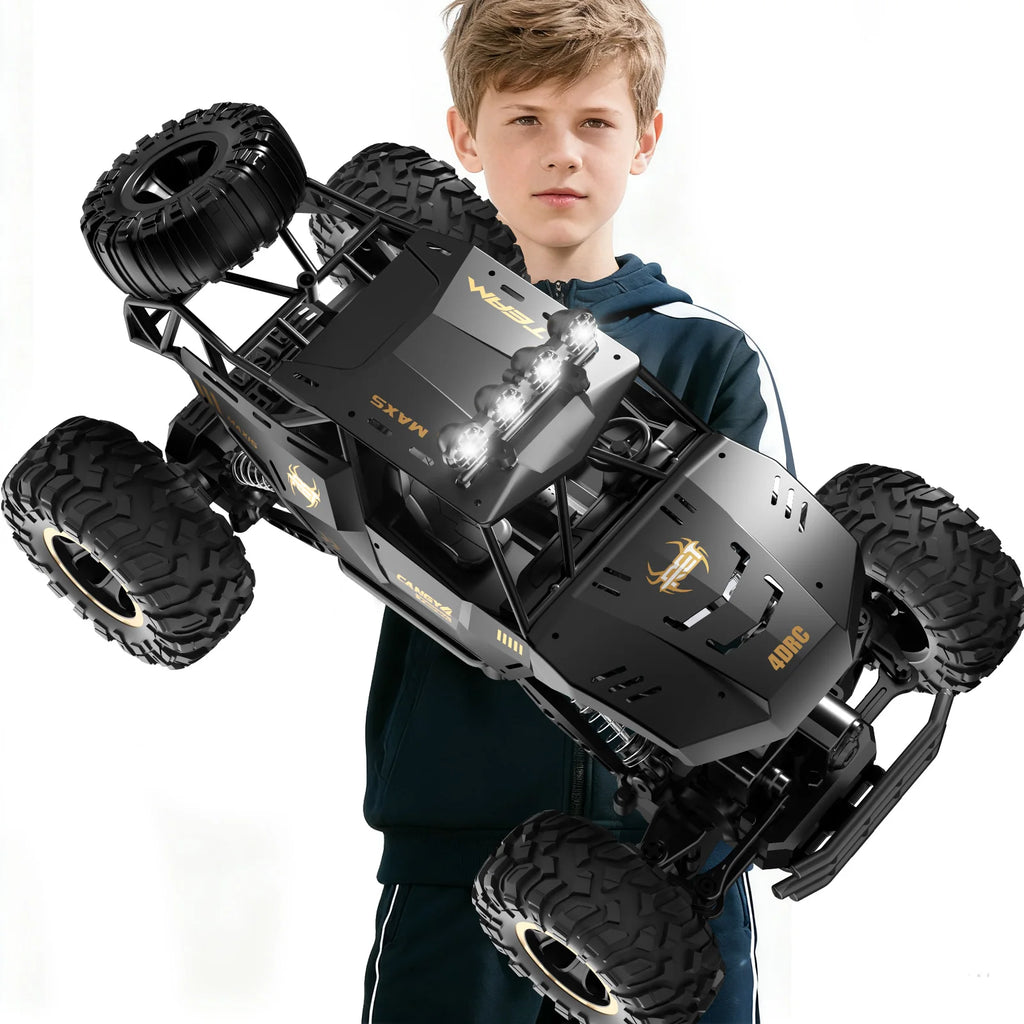2 Batteries 1:12 Rock Crawler Rechargeable Off Road Truck 4WD  Metal Shell LED Headlights RC Remote Control Off Road Car Truck