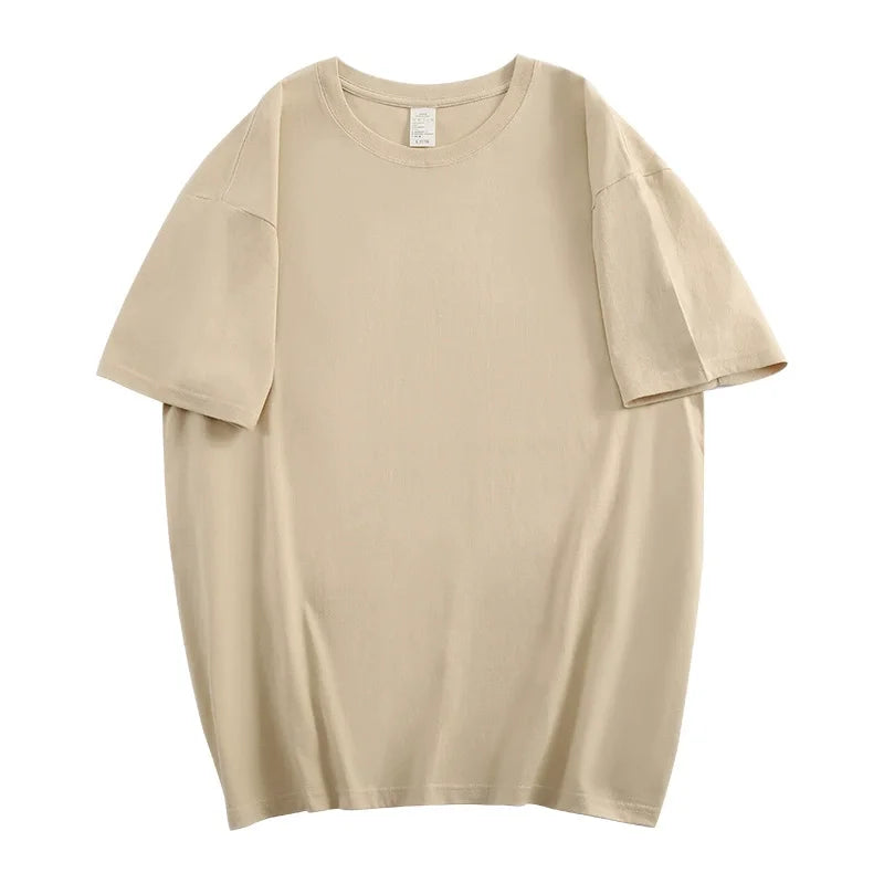 WAVLATII Oversized Summer T Shirts for Women Men Brown Casual Female Korean Streetwear Tees Unisex Basic Solid Young Cool Tops