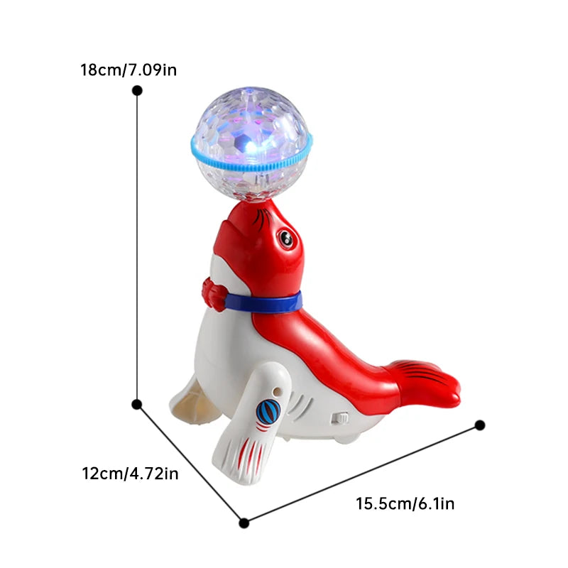 Cute Sea Lion Top Ball Children's Electric Toy with Stunt Spins Colorful Sound And Light Perfect Gift for Babies